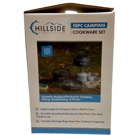 Outdoor Camping 10pc Cookware Set Hiking Backpacking Picnicking Hillside NIB - Picture 4 of 7